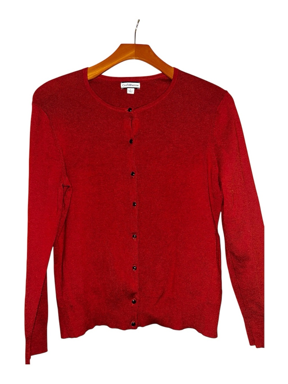Croft & Barrow Red Crewneck Cardigan Sweater